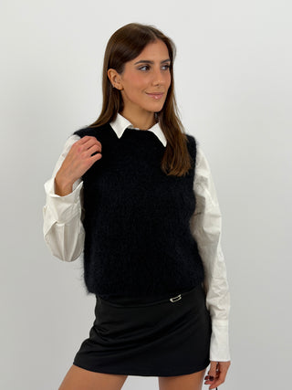 Gilet in Kid Mohair Nero