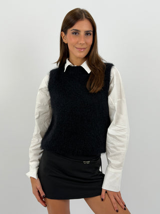 Gilet in Kid Mohair Nero