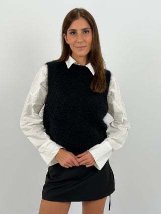 Gilet in Kid Mohair Nero