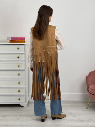 Gilet Scamosciato con Frange e Borchie