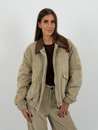 Bomber Lumina in Velluto Beige