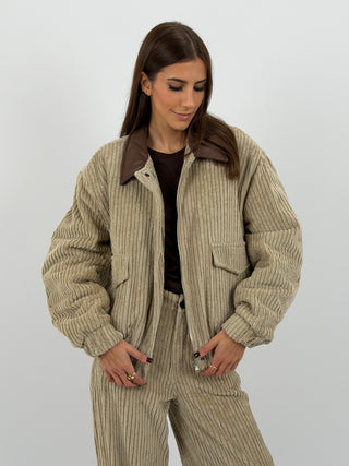 Bomber Lumina in Velluto Beige