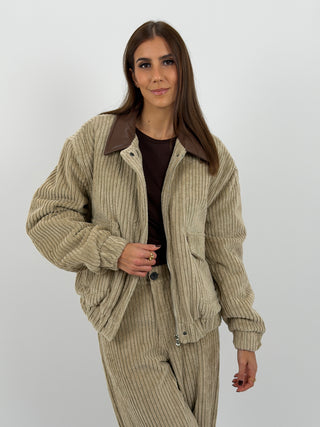 Bomber Lumina in Velluto Beige