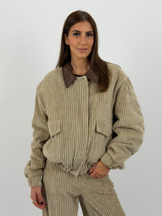 Bomber Lumina in Velluto Beige