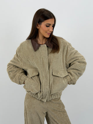 Bomber Lumina in Velluto Beige