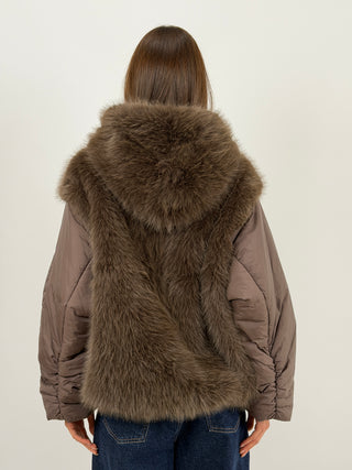 Giubbotto Combinato con Pelliccia Marrone