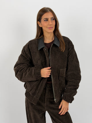 Bomber Lumina in Velluto Marrone