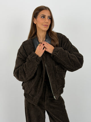 Bomber Lumina in Velluto Marrone