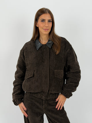 Bomber Lumina in Velluto Marrone