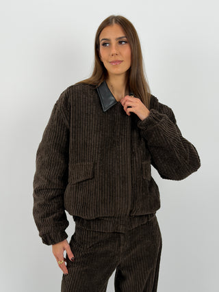 Bomber Lumina in Velluto Marrone