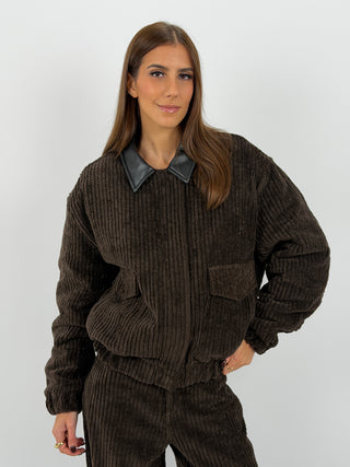 Bomber Lumina in Velluto Marrone