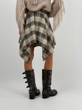 Gonna Camicia Check Beige e Grigia