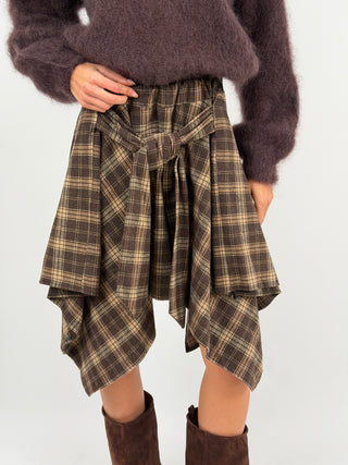 Gonna Camicia Check Marrone