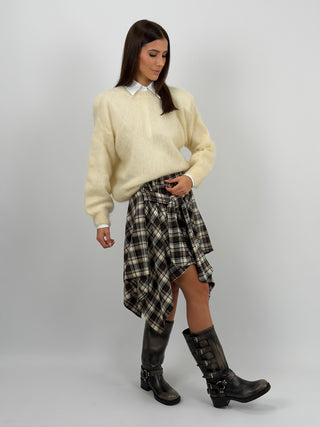 Gonna Camicia Check Beige e Marrone