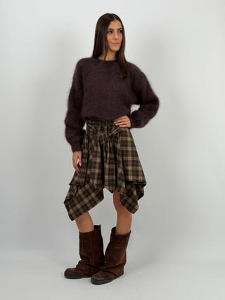 Gonna Camicia Check Marrone