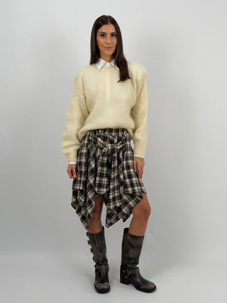 Gonna Camicia Check Beige e Marrone