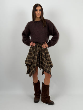 Gonna Camicia Check Marrone