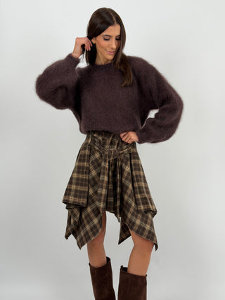 Gonna Camicia Check Marrone