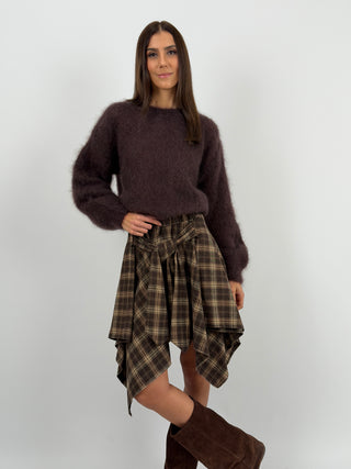 Gonna Camicia Check Marrone