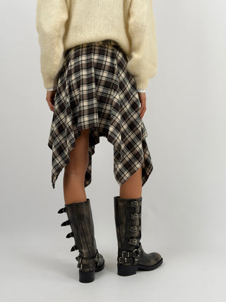 Gonna Camicia Check Beige e Marrone