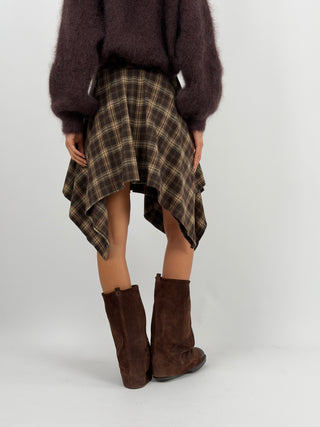 Gonna Camicia Check Marrone