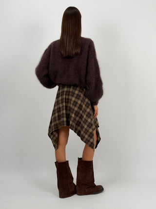 Gonna Camicia Check Marrone