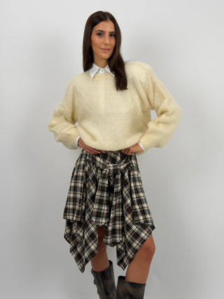 Gonna Camicia Check Beige e Marrone