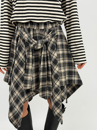 Gonna Camicia Check Beige e Nera