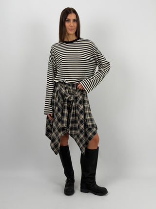 Gonna Camicia Check Beige e Nera