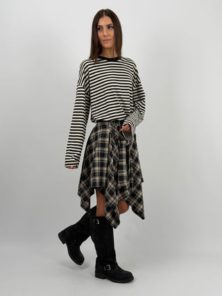 Gonna Camicia Check Beige e Nera