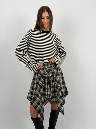 Gonna Camicia Check Beige e Nera