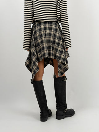 Gonna Camicia Check Beige e Nera