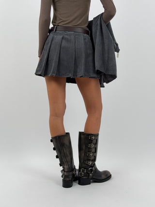 Gonna in Velluto a Coste Larghe Grigia