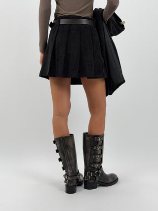 Gonna in Velluto a Coste Larghe Nera