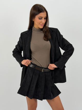 Gonna in Velluto a Coste Larghe Nera