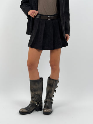 Gonna in Velluto a Coste Larghe Nera