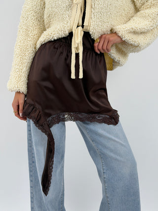 Gonna Mini con Pizzo Marrone