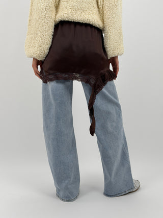 Gonna Mini con Pizzo Marrone