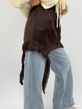 Gonna Mini con Pizzo Marrone