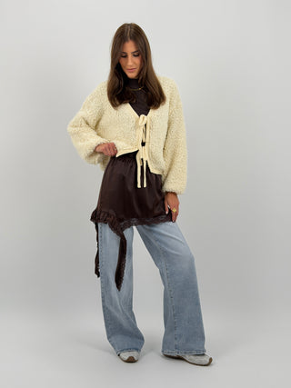 Gonna Mini con Pizzo Marrone