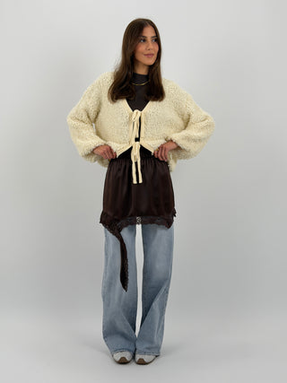 Gonna Mini con Pizzo Marrone