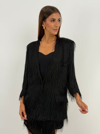 Blazer con Frange Nero - Lumina