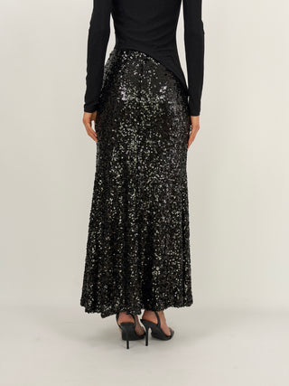 Gonna Lunga con Paillettes Nera