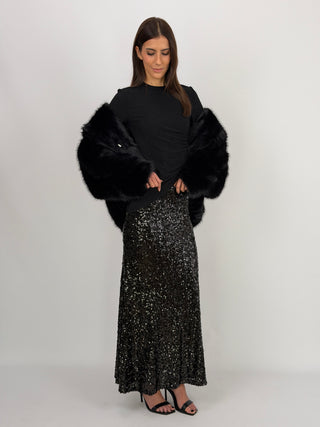 Gonna Lunga con Paillettes Nera