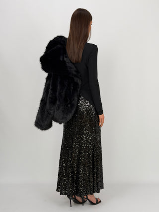 Gonna Lunga con Paillettes Nera