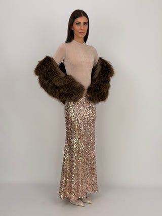 Gonna Lunga con Paillettes Oro Rosa