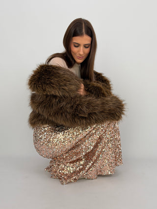 Gonna Lunga con Paillettes Oro Rosa