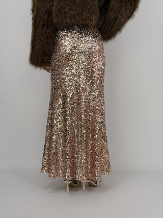 Gonna Lunga con Paillettes Oro Rosa