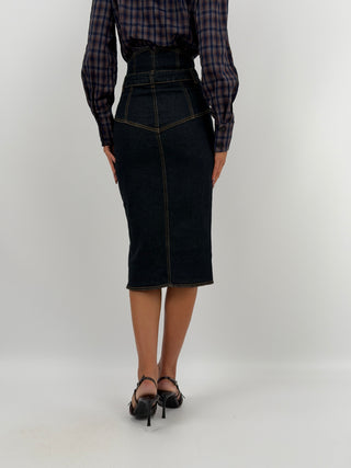 Gonna Tubino in Denim Scuro