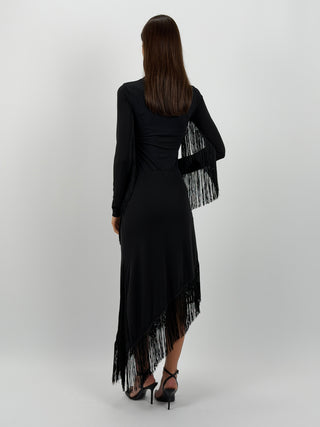 Gonna Lumina Asimmetrica con Frange Nera